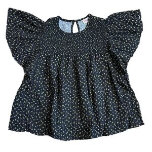 LuLaRoe Navy Floral Kids Blouse